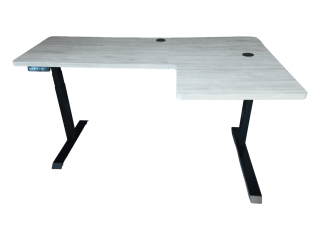  Elektromosan állítható 700-1200 mm magasságú L-alakú JOBB-os íróasztal, 3 memóriás USB-s LED vezérlővel, FEKETE vagy FEHÉR váz Gentlmen asztallappal