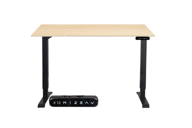  Elektromosan állítható 70-115cm magasságú memóriás LED vezérlős FEKETE íróasztal - Választható méretű és színű asztallappal(1m)