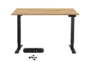  Elektromosan állítható 70-115 cm magasságú memóriás LED, USB, FEKETE íróasztal Coco-Bolo 137x67 cm asztallappal (1m)